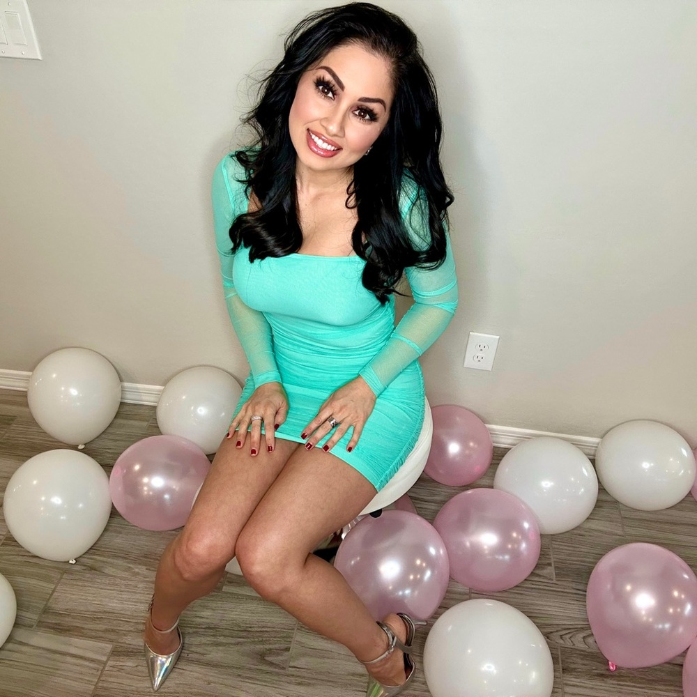 Sheer Aquamarine blue short party dress